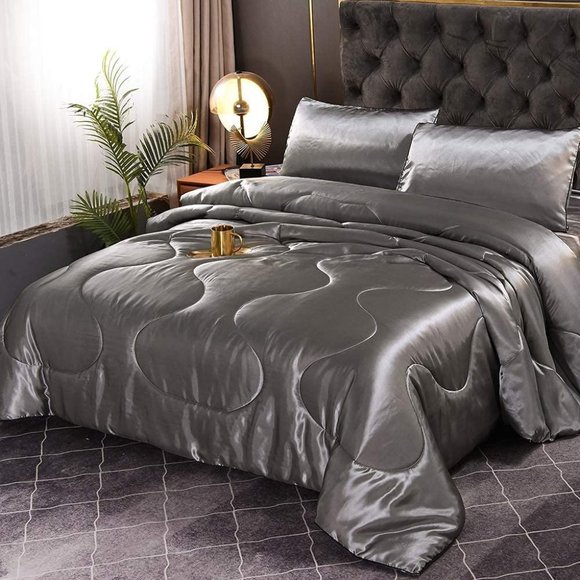 NEW 5pcs Silk  Soft Comforter Set Sexy Luxury Ultra Soft Microfib… - Picture 1 of 16